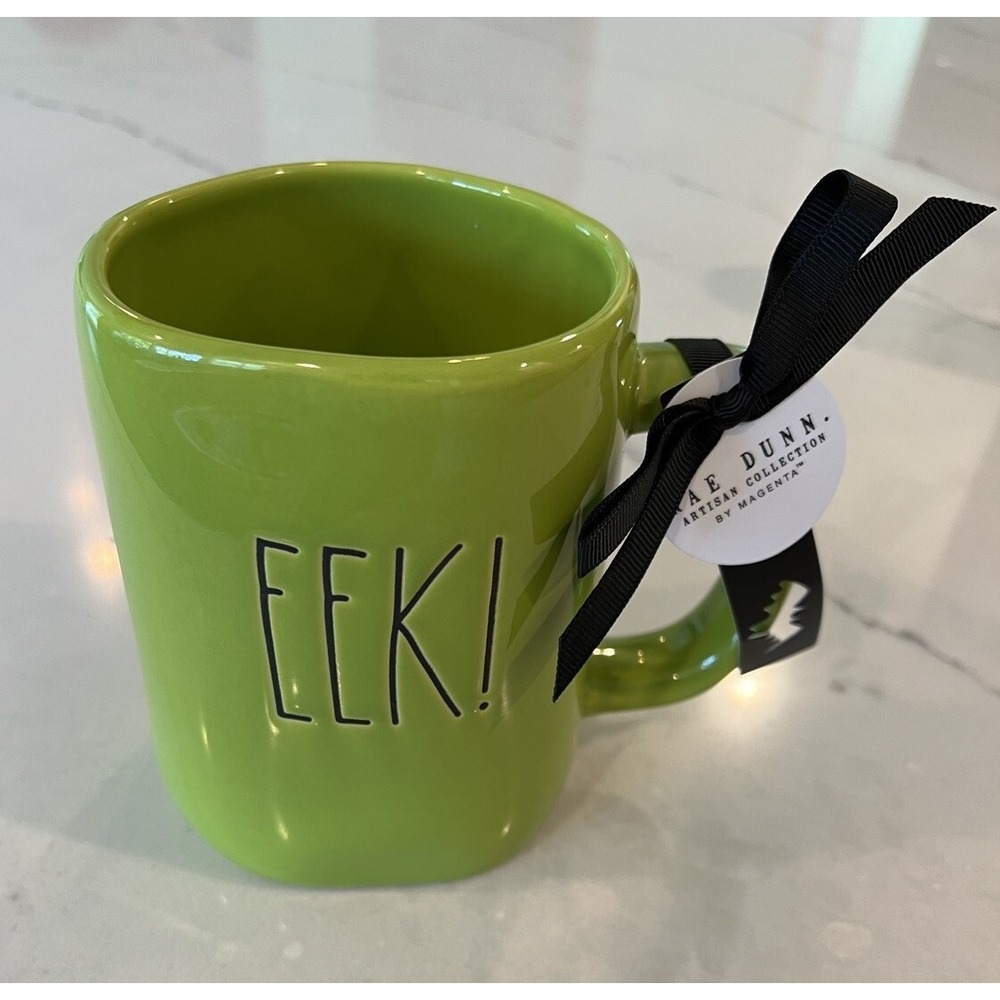Rae Dunn EEK! Halloween Coffee Tea Mug Green, Brand NEW